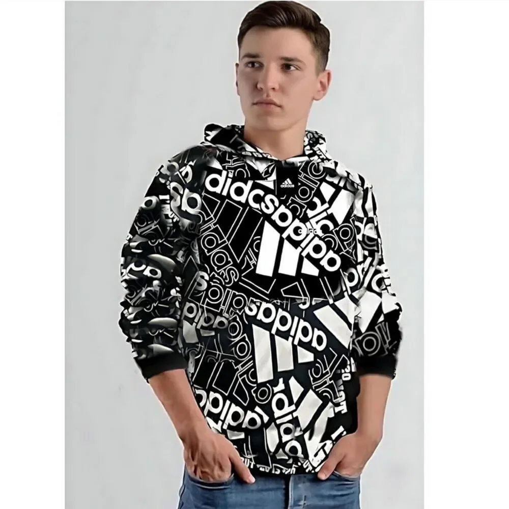 NWT Adidas Love Logo Hooded Shirt Top Sz M (10-12)
